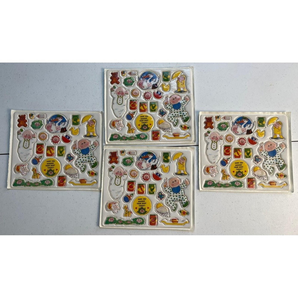 Vtg 1983 Puffy Cabbage Patch Baby‎ Stickers 4 Full Sheets Excellent NOS